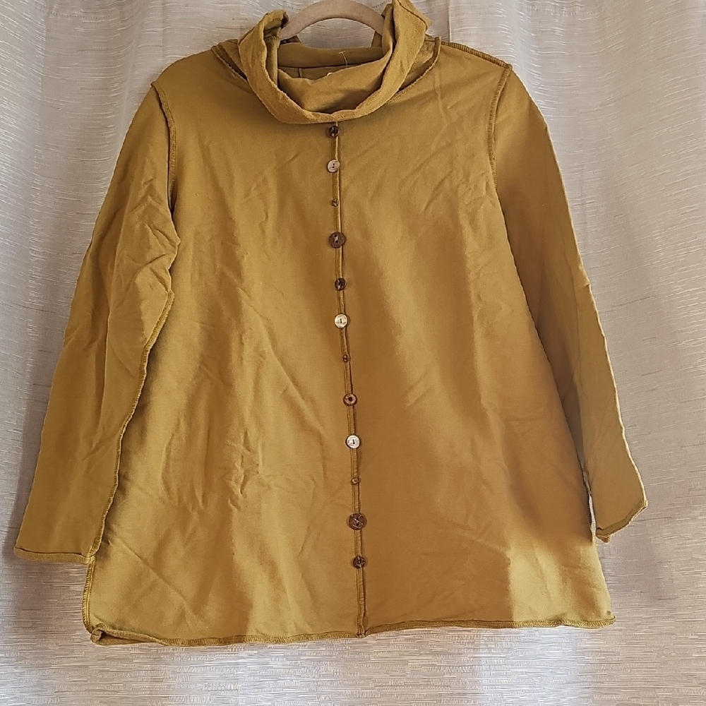 Neon Buddha Button Accented Women's Top